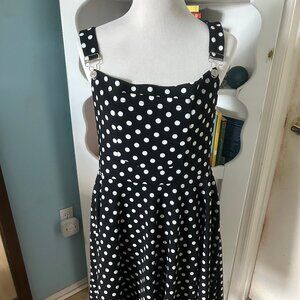Shein black & white polka dot overall dress